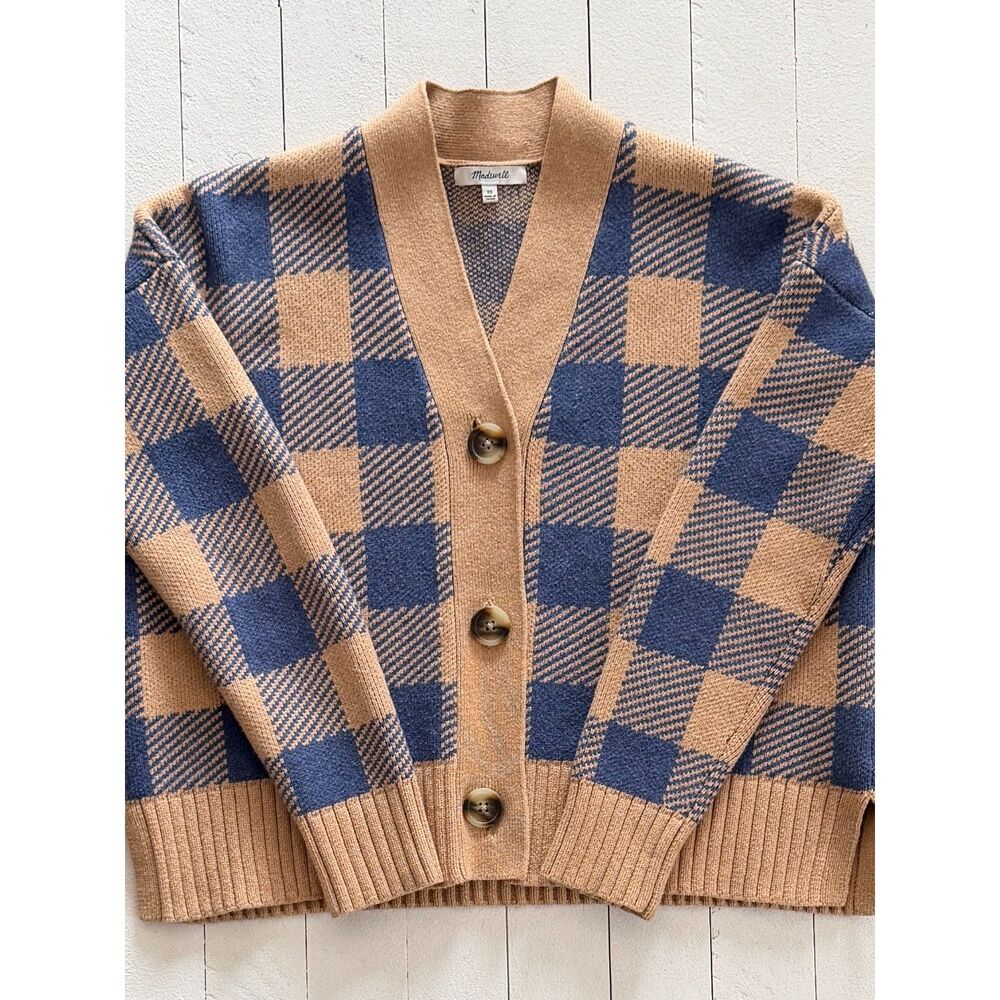 Madewell Blogger Favorite Bayberry Cardigan Sweater in Buffalo Check Size  XS